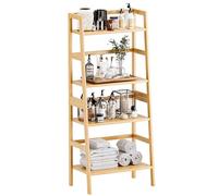 HITNET Estantería de Escalera, Librería de 4 Niveles, Estantería de Almacenaje de Pie, Estante de baño de bambú, para Salón, Dormitorio, Cocina, Oficina en Casa, Natural