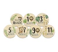 Hito mensual del bebé - Tarjetas de anuncio de bebé de madera Bloques de hitos de bebé - Signo redondo de tarjetas de hito mensual para bebé, signo de viaje de embarazo suave, accesorios Kerali