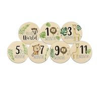 Hito mensual del bebé | Tarjetas de felicitación de bebé de madera - Accesorios fotográficos, impresión a doble cara, 7 unidades