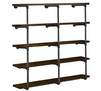 HITOMEN Estantes industriales de tubo de hierro, juego de 3 estantes de 5 niveles, 55 pulgadas de alto, 12 pulgadas de profundidad, estantería abierta de bricolaje, estantería retro vintage montada en