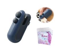 Hitopin 1 Pieza 2 en 1 Mini Sellador de Bolsas, 2 en 1 Bag Sealer con Cortador, Mini Selladora de Láminas, Mini Sellador de Láminas, Recargable por USB,Frigorífico Adsorbible(Azul)