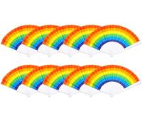 Hitopin 10 Piezas Abanicos Plegables de Arco Iris Abanico,Arcoíris Abanico Plegable,Abanico Plegable Arcoíris de Seis Colores,para DIY Bodas Fiestas Bailes Abanico de Mano Plegable(Colorido)