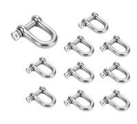 Hitopin 10 Piezas Recto D-Grillete, Grillete de anillo en D, M6 Grilletes Acero Inoxidable 304, Grillete M8 D, para Conexión Rápida y Grilletes Fijos, Aparejos de Cadena de Cable