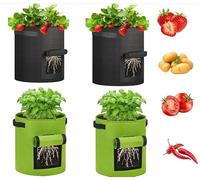 Hitopin Bolsas de Cultivo de Papa, 7 Galones Bolsa de Siembra,Bolsas para Plantas con Ventana,Bolsa de Siembra, para La Plantación Patata, Zanahoria, Tomate, Cebolla, Otras Verduras(Verde, Negro)
