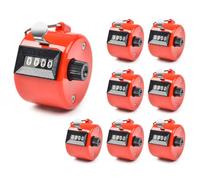 Hitopin Contador Manual Mecánico,8 Piezas Contador de 4 Dígitos, Contador Manual Mecánico de 4 Dígitos,Contador Manual Haga Clic en el Podómetro,para Tejer,Personajes,Golf y Contadores de Remo (Rojo)