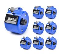 Hitopin Contador Manual Mecánico,8 Piezas Contador de 4 Dígitos, Contador Manual Mecánico de 4 Dígitos,Contador Manual Haga Clic en el Podómetro,para Tejer,Personajes,Golf y Contadores de Remo(Azul)