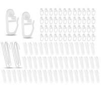 Hitopin Ganchos para Cortinas,100 Piezas Ganchos de Pliegue de Cortina,Ganchos de Metal para Cortinas,Deslizantes para Cortinas con Ganchos,para caravanas, autocaravanas,Cortina Pesado