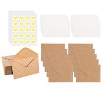 Hitopin Mini Sobres Kraft con Tarjetas,100PCS Sobres de Papel de Estraza,Sobres de Papel Kraft,Sobres Vintage de Papel de Estraza Marrón,con 100 Hojas de papel en blanco,para tarjetas de felicitación