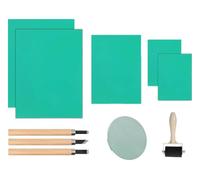 Hitopin Plancha de Linóleo para Grabado de Goma,5PCS Juego de Placas de Linóleo,Plancha Grabado Linoleo,Verde Linóleo Grabado,para Sellos, Artesanía y Proyectos de Impresión(2A4+A5+2A6)