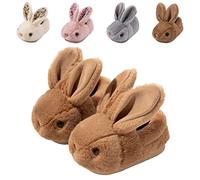 Hitopteu Zapatillas de Estar por Casa Niño Niña Zapatillas Casa Invierno de Peluche Caliente Pantuflas de Conejo Suaves y Antideslizantes para bebé Marrón A 19/20 EU 140