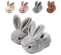Hitopteu Zapatillas de Estar por Casa Niño Niña Zapatillas Casa Invierno de Peluche Caliente Pantuflas de Conejo Suaves y Antideslizantes para bebé Gris A 21/22 EU 150