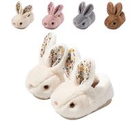 Hitopteu Zapatillas de Estar por Casa Niño Niña Zapatillas Casa Invierno de Peluche Caliente Pantuflas de Conejo Suaves y Antideslizantes para bebé Blanco A 19/20 EU 140