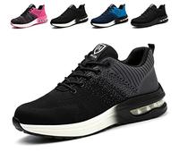 Hitopteu Zapatos de Seguridad para Hombre Mujer Comodo Ligero Calzado de Seguridad Deportivo con Punta de Acero Zapatillas Zapatos de Trabajo Transpirables Gris 41 EU 255