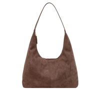 HiTotes Bolso de mano de ante para mujer, grande, color marrón, de gamuza, holgada, bolsa de hombro con media luna, bolso de mano de trabajo, A02-café, 39cm