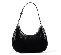 HiTotes Crescent Bag - Bolso cruzado para mujer, bolso rojo Y2K, bolso de hombro de piel sintética, bolso hobo rojo, bolsa de bola de masa hervida, bolsa de media luna, 04-piel sintética negra, 25cm