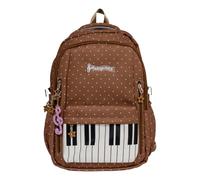 HiTotes Mochila con diseño de lunares y piano, mochila estética para el día a día, con colgante, Brown, 46cm, Mochila de lunares