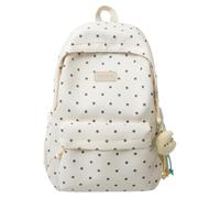 HiTotes Mochila de nailon con diseño de lunares, bonita mochila estética para el día a día, coqueta con lunares, beige, 42cm, Mochila de lunares