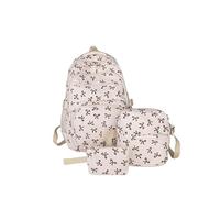 HiTotes Mochila escolar para niñas, bonita mochila escolar preparada, juego de mochila escolar con lazo para niñas, mochila escolar kawaii para adolescentes secundaria, A03-lazo Beige, 43cm, Mochila