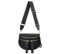 HiTotes Riñonera para mujer, espaciosa bolsa cruzada de nailon de color sólido con múltiples bolsillos para uso diario, A01-negro con múltiples bolsillos, 31cm
