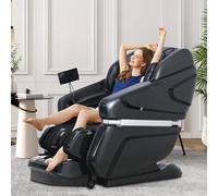 Hitree Sillón de Masaje para Todo el Cuerpo Sillón de Masaje Eléctrico Silla de Masaje Inteligente Zero Gravity 4D, Manos robóticas con Carril SL, Bluetooth AI Inteligente