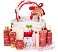 Hitrees Regalos de spa para mujeres, juego de regalo de cerezas y frutas rojas para adolescentes, bolsa de tela, gel de ducha, loción de manos y cuerpo, regalo de cumpleaños para mejor amiga
