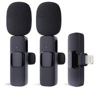 HITROLINK Micrófono Lavalier inalámbrico para iPhone, micrófono Lavalier dual para grabación de video, entrevistas, transmisión en vivo, YouTube, TikTok, Vlog, paquete de 2 micrófonos de solapa