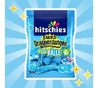 Hitschies Lenguas de dragón agrias Brizzl Balls azules - Caramelo agridulce, 100 g