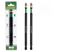 HitScrews PH2 Puntas de Destornillador Imantadas 150mm Antideslizante 2Pcs | Grabado Láser 360°, Acero S2 Taiwán Extra Largas con Torsión CNC, para Zonas Estrechas, Vástago Hexagonal 1/4" Atornillador