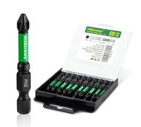 HitScrews Puntas Phillips PH2 50mm Imantadas Antideslizantes 10 Piezas | Punta Grabada por Láser, Acero S2, Precisión CNC, Vástago Hexagonal 1/4", para Carpintería y Reparación