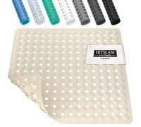 HITSLAM Alfombra Ducha Antideslizante 53x53cm, Cuadrada Alfombrilla Ducha Antideslizante con Ventosas, Lavables a máquina Alfombrilla Baño Libre de BPA Resistente al Moho, Arena
