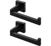 HITSLAM Portarrollos Papel Higiénico Baño Negro, 304 Acero Inoxidable, Porta Rollos para La Cocina y El Haño, Portarollos de Papel Higiénico Mate Premium Montaje en Pared 2 Piezas (Cuadrado)