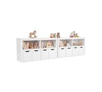hitsuki Pack de 2 Estantería Infantil con Cajones Blanco | 4 cajones con ruedas por unidad, 2 compartimentos, 120x33x61.5cm, almacenaje habitación