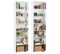 hitsuki Pack de 2 Estanterías Altas 7 Estantes Blancas Librerías Estrechas con Sistema Antivuelco Muebles para Hogar