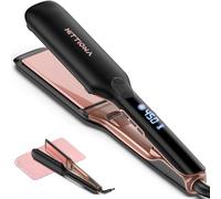 HITTIONA Plancha de pelo por infrarrojos, 1,75 pulgadas, de iones de cerámica, con calentamiento rápido de 5 segundos, tecnología de vibración, control de temperatura LCD, doble voltaje, peinado