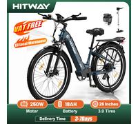 HITWAY-Bicicleta eléctrica de ciudad, 26x3,0, Penelec W City cruister E boat, 48V, 18Ah, batería reemplazable, 55-80Km, 7 velocidades BLUE