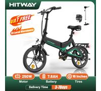 HITWAY-bicicleta eléctrica plegable para adolescentes, 16 bicicletas con asistencia de Pedal, batería de 7,8 Ah, sin acelerador, 36V BLACKGREEN