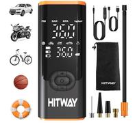 HITWAY Inflador de neumáticos portátil, batería de 6000mAh incorporada, presión de Aire máxima de 150PSI. Pausa automática preestablecida. Apto para Coches, Motos y Bicicletas