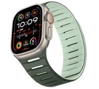 HITZEE Correa Magnética Doble Cara Reversible Compatible con Correa Apple Watch 49/46(S11)/45/44/42, Band Suave Transpirable para iWatch Ultra 3/2/1 Serie 11 10 9 8 7 SE3 6-1, Verde Oscuro/Verde Claro
