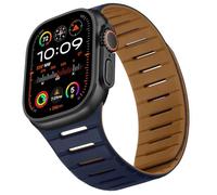 HITZEE Correa Magnética Doble Cara Reversible Compatible con Correa Apple Watch 49/46(S11)/45/44/42, Band Suave Transpirable para iWatch Ultra 3/2/1 Serie 11 10 9 8 7 SE3 6-1, Marrón/Indigo