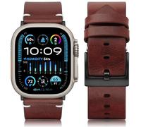 HITZEE Correas Compatible con Correa Apple Watch 49mm 46mm 45mm 44mm 42mm, Correa de Cuero Genuino Vintage Hecha a Mano Compatible con Apple Watch Ultra 2 SE2 SE Serie 10 9 8 7 6 5 4 3, Marron Oscuro