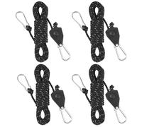 HIULLEN 4 Piezas Cuerda de Nailon de Tienda, 2m x 4mm Cuerdas Reflectantes con Tensor Cuerdas Tipo Tienda Campaña Cuerda de Supervivencia,Trinquete Cuerda con Gancho para Acampar, Senderismo, Toldo