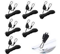 HIULLEN 6 Piezas Cuerda de Nailon de Tienda, 5m x 4mm Cuerdas Reflectantes con Tensor Cuerdas Tipo Tienda Campaña Cuerda de Supervivencia,Trinquete de Cuerda con Gancho para Acampar Senderismo Toldo