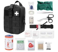 HIULLEN Botiquin de Primeros Auxilios, 46PCS First Aid Kit para Medicina Táctica, Kit De Primeros Auxilios, Bolsa de Emergencia para Viaje y Acampada(Negro)