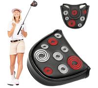 HIULLEN Fundas negras para cabeza de putter, fundas para cabeza de palo de golf con bordado circular, cierre magnético de alta calidad medio redondo, piel sintética para fundas de putter Odyssey