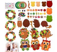 HIULLEN Manualidades de Otoño para Niños, DIY Juguetes de Fieltro, Kits de Manualidades de Erizo,Búho, para Acción de Gracias, Halloween, Festival de Navidad, Regalos de Cumpleaños[9pcs]