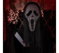 HIULLEN Mascara Ghostface con Cuchillo ensangrentado, Mascara Scream para Niño Adulto, Mascara Halloween Terror Mascara Scary Movie Careta Scream para Carnaval Halloween Cosplay