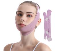 HIULLEN Mascarilla removedora de papada, mascarillas faciales en V, máscara de elevación de línea V, correa de barbilla reutilizable, máscara facial en V para doble mentón y piel facial flácida