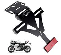 HIULLEN Portamatrículas de moto, soporte de matrícula ajustable con luz de matrícula, soporte universal para faro trasero matrícula para moto