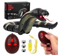 HIULLEN Serpiente con Control Remoto, Serpiente Cobra con Control Remoto RC 39 cm, Juguete de Serpiente con Control Remoto, Serpiente remota con Lengua retráctil y Cola oscilante para Bromas (Negro)