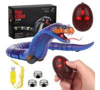HIULLEN Serpiente con Control Remoto, Serpiente Cobra con Control Remoto RC 39 cm, Juguete de Serpiente con Control Remoto, Serpiente remota con Lengua retráctil y Cola oscilante para Bromas (Azul)